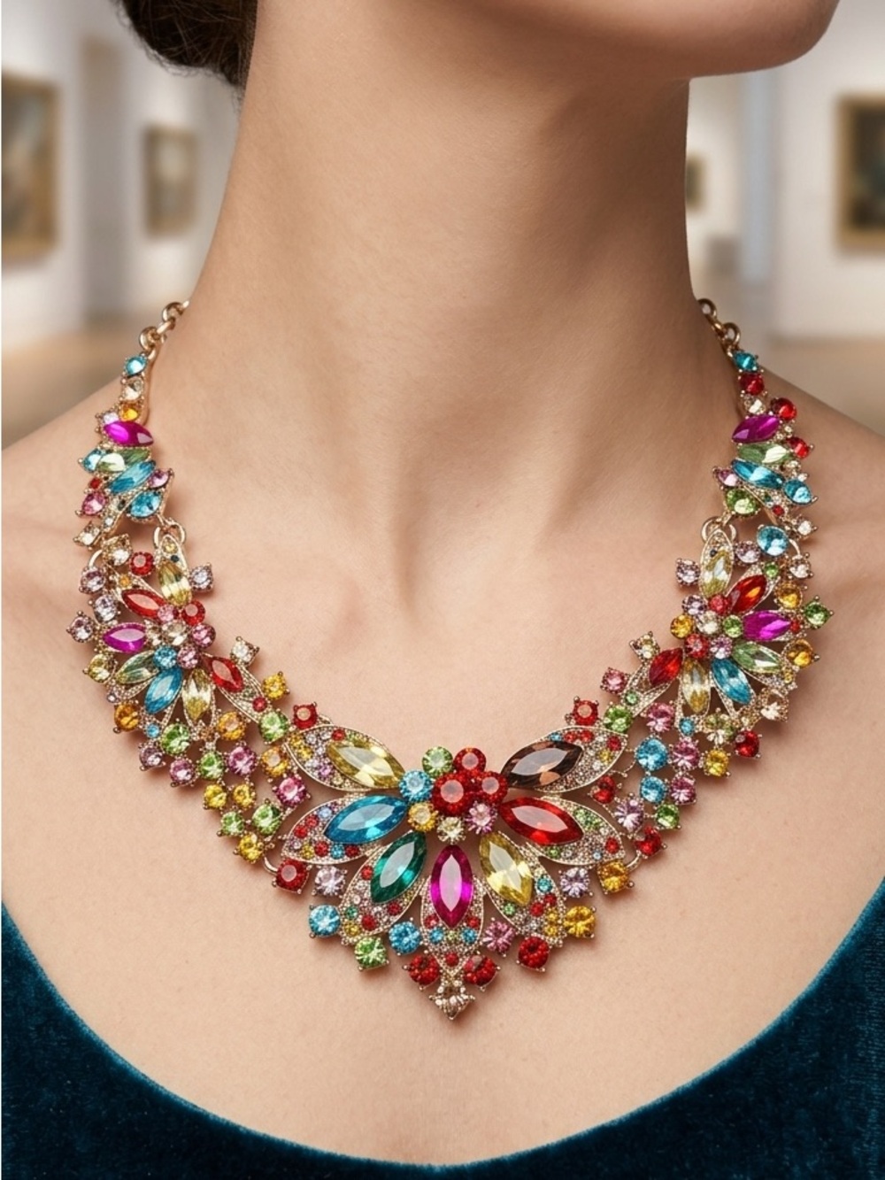Colorful Gemstone Statement Necklace